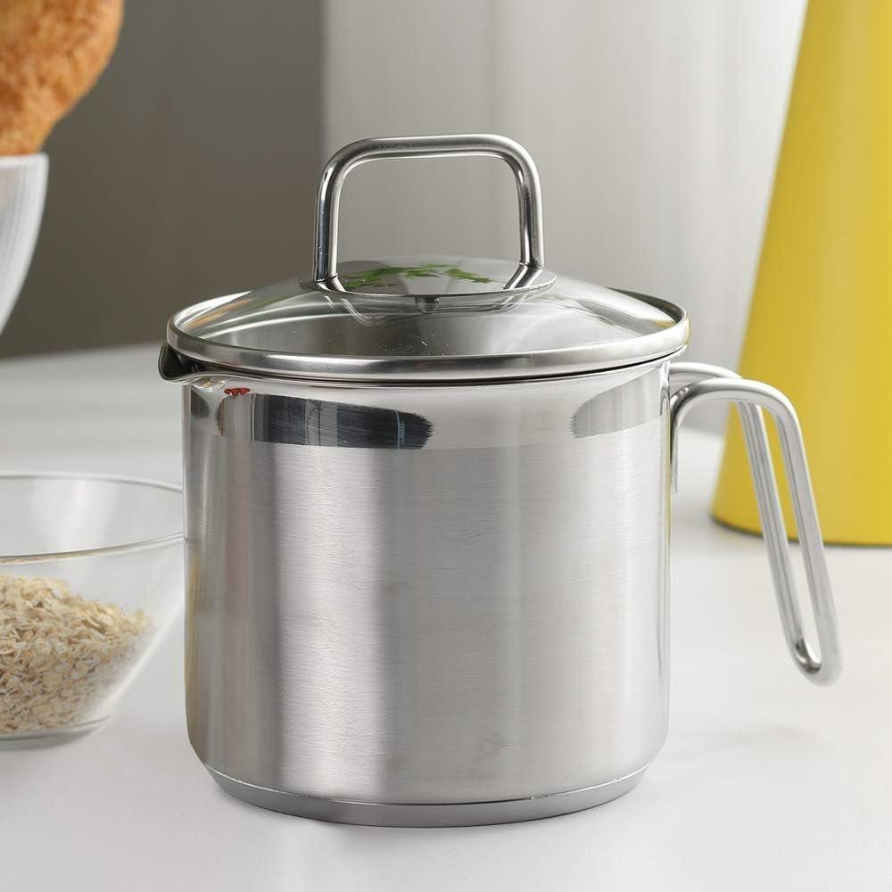 Small 2-Quart Stainless Steel Saucepan with Glass Lid - Compact Sauce Pan for Single Servings, Boiling Eggs, or Melting Butter - Induction Ready & Dishwasher Safe Small 2-Quart Stainless Steel Saucepan with Glass Lid - Compact Sauce Pan for Single Servings, Boiling Eggs, or Melting Butter - Induction Ready & Dishwasher Safe