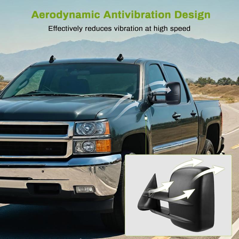 OEDRO Extendable Tow Mirrors Compatible with 2003 2004 2005 2006 Chevy Silverado Tahoe GMC Sierra Extendable Tow Mirrors, Arrow Signal Light Powered Heated
