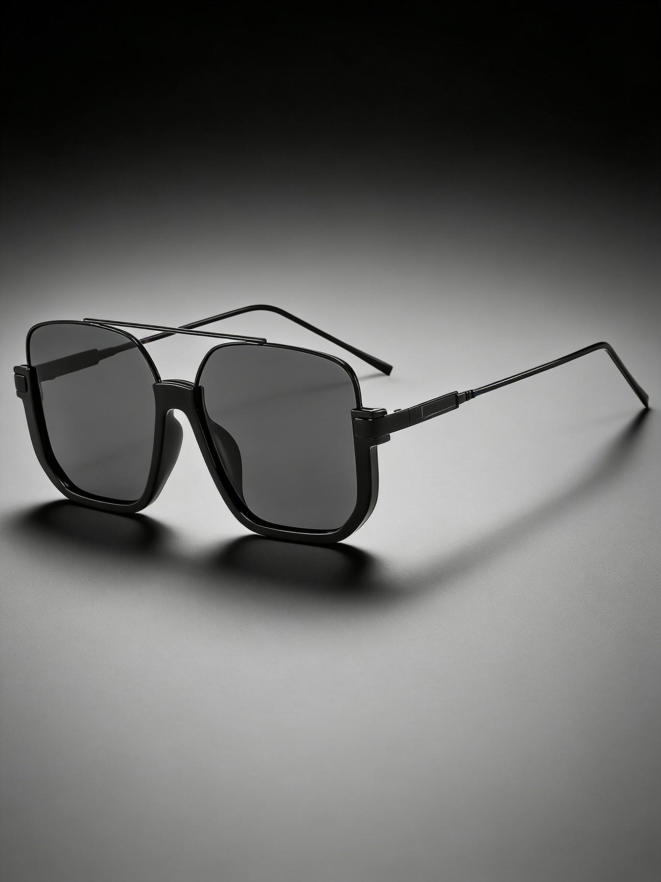 Unisex Fashionable All-match Tinted Lens Aviator Sunglasses, Vintage Trendy Sunglasses, Fashionable Sunglasses for Outdoor Activities, Sleek Rectangular Sunglasses