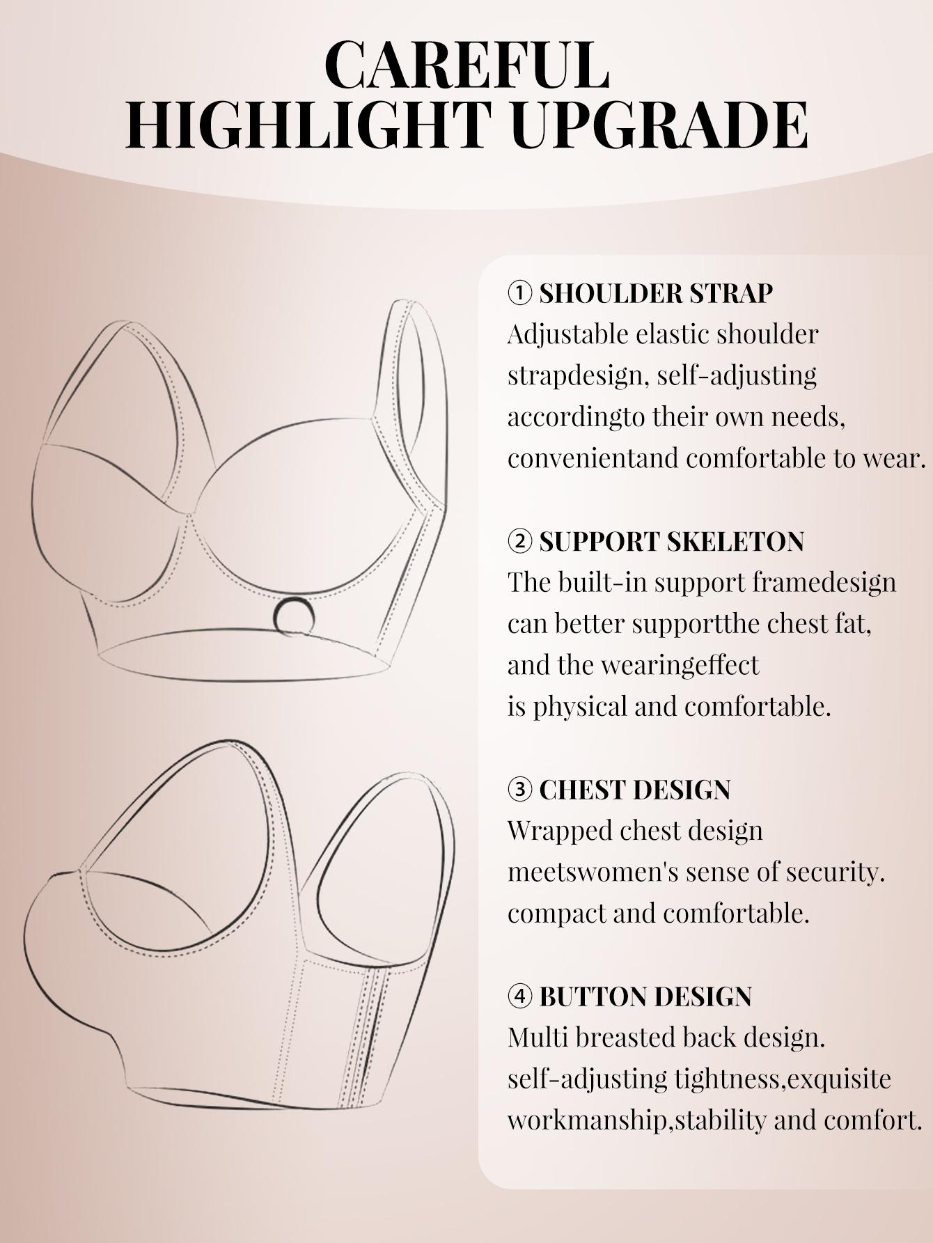 New plus size women's bra underwear smooth simple push-up bra, comfortable, slim, anti-droop Pushbra Fit Adjustable Straps