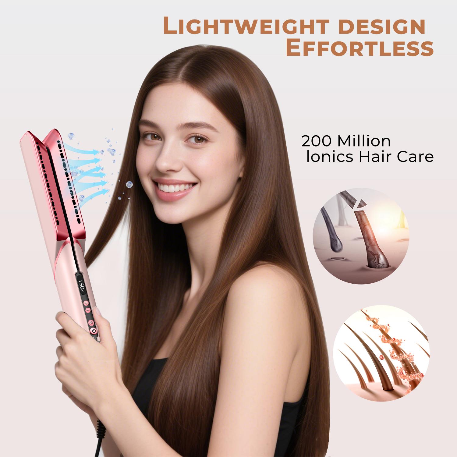 1pc Summer Cool Air Hair Straightener Hair Blower 3 In 1 Multifunctional Hair Dryer & Hair Straightener & Hair Curler Wet to Dry with Cool Wind or Hot Wind 4 Temperature Adjustable Straightening Iron