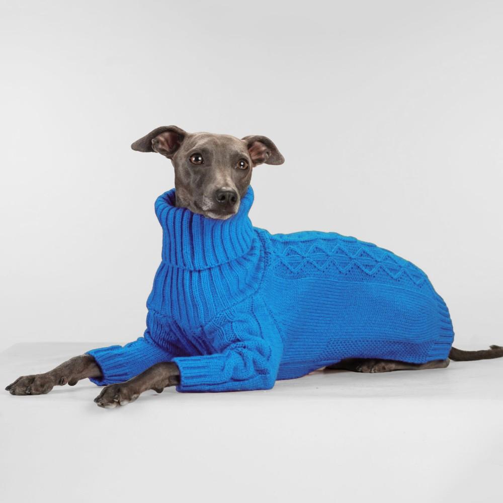 Blue Comfortable High-Neck Dog Sweater Autumn Winter Style Belly Protection Two-Leg Sweater - High-Neck Long Sleeve Knit Pullover, Suitable for Small Medium Large Dogs Whippet Greyhound Beagle Two-Leg Clothing, Spring Autumn Winter Dog Clothes