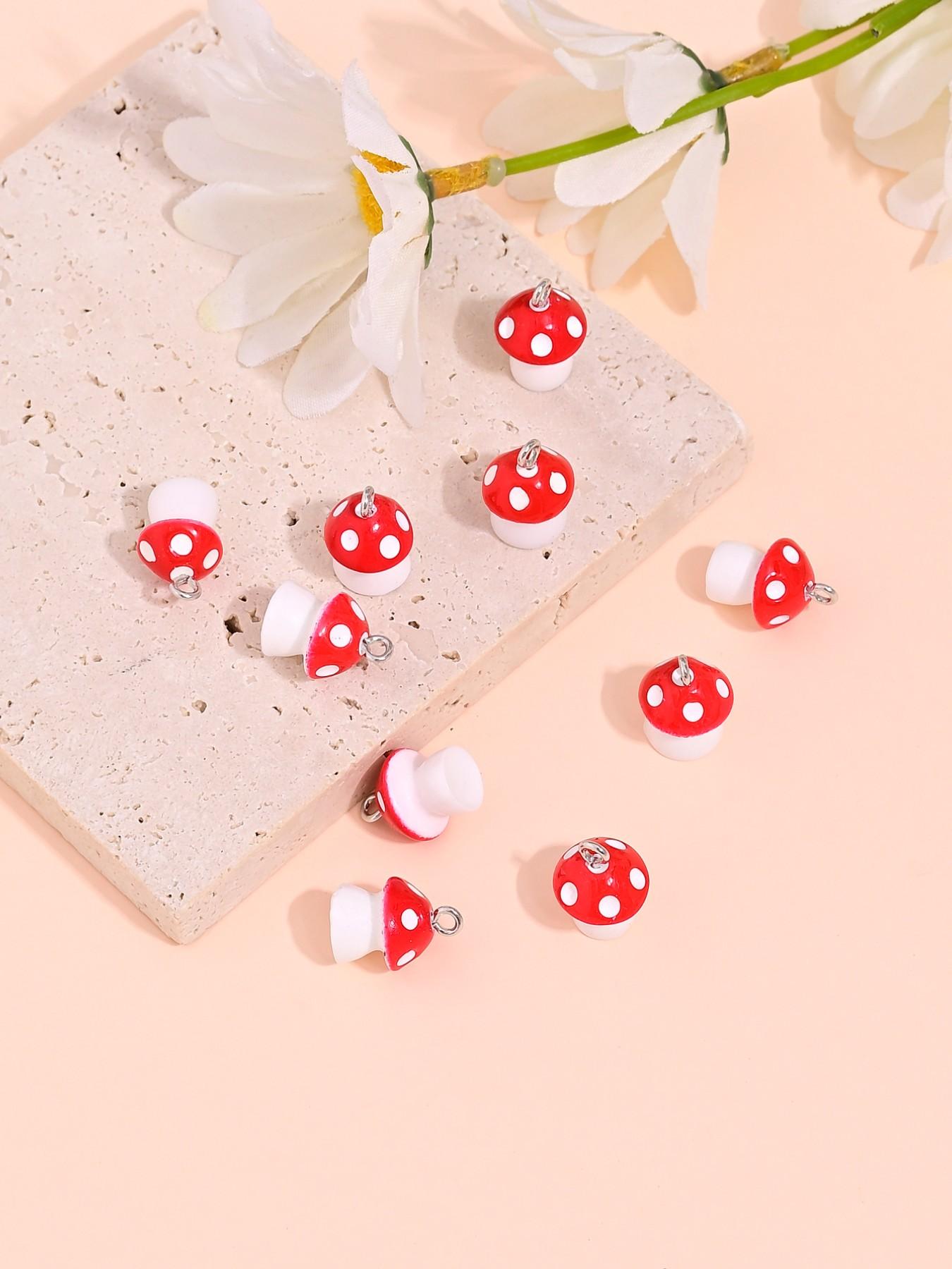 10 Cute Cartoon Mushroom Charms, Perfect for DIY Jewelry Making, Ear Rings, Necklaces, Bracelets, Keychains, Daily and Festival Accessories