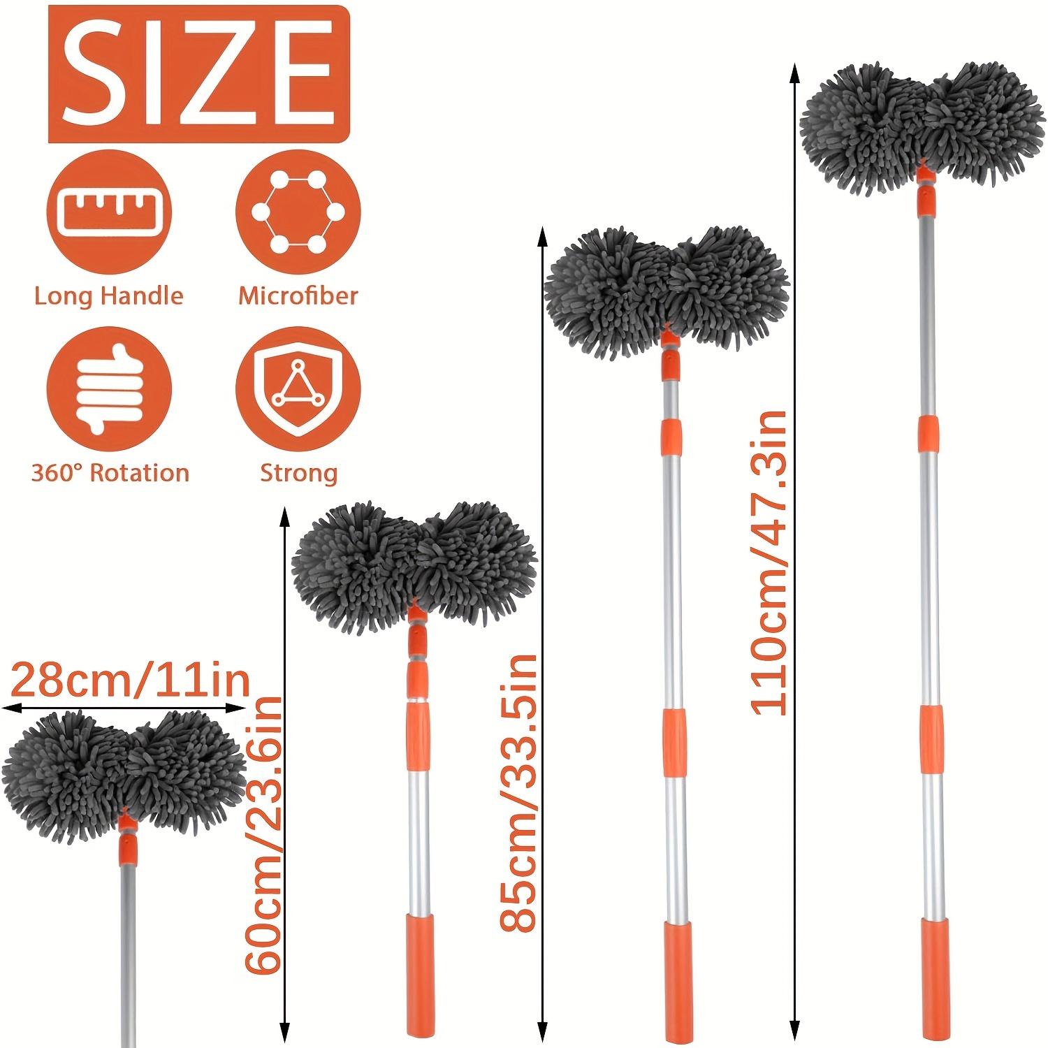 43'' Long handle car wash mop, Detail cleaning, 3X Fast Clean, Retractable aluminum alloy pole, soft chenille material, Avoid scratching, Suitable for Car, RV, Truck, SUV and Home cleaning - Car Wash Accessories!