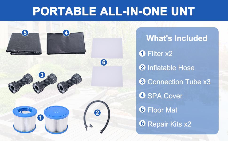 Lilypelle Large Bubble Massage Spa, Inflatable Hot Tub with130 Air Jets, PVC Cover, Pad and Pump, Durable Thick Materia, 5-6 Person Capacity, 73"x73"x25" Lilypelle Large Bubble Massage Spa, Inflatable Hot Tub with130 Air Jets, PVC Cover, Pad and Pump, Durable Thick Materia, 5-6 Person Capacity, 73"x73"x25"