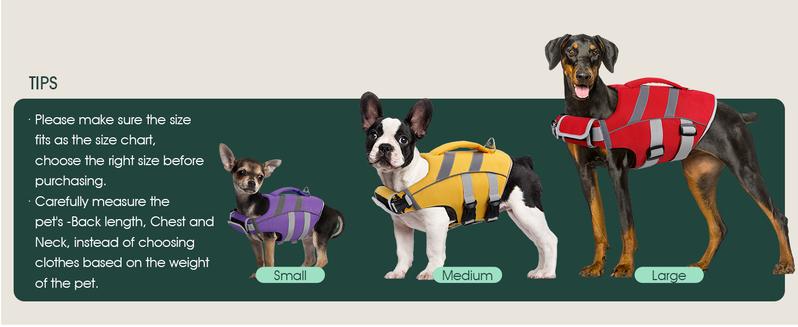 Kuoser Dog Life Jacket with Reflective Stripes, Adjustable High Visibility Dog Life Vest Ripstop Dog Lifesaver Pet Life Preserver with High Flotation Swimsuit