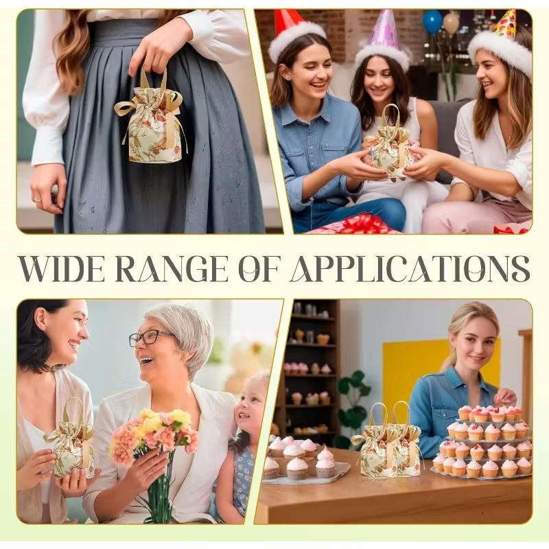 10 Piece Floral Drawstring Bags, Jewelry Packaging Pouches, DIY Craft Supplies, Earrings Rings Necklaces Bracelets Storage, Party Gifts