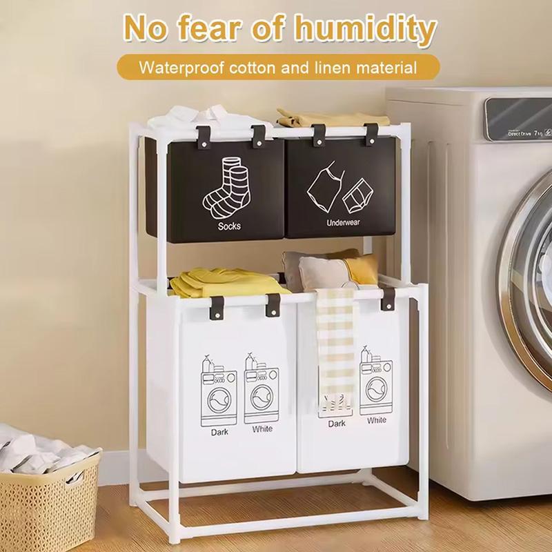 2-3 Layer Laundry Basket with Detachable Fabric Box, Independent Hanging Sorter, Foldable Laundry Organizer for Bedroom, Bathroom, Dormitory