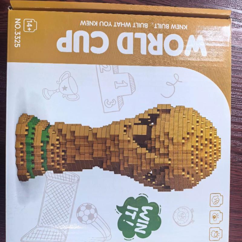 World Cup Hercules Cup Micro Particle Building Blocks Adult High Difficulty Assembly Model Creative Ornament Fan Collection Ornament is a perfect puzzle assembly toy gift that can test patience