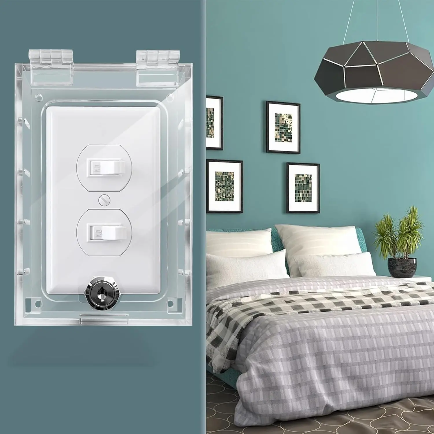 Child Proof Outlet Cover Box, Baby Safety Switch Plate Guard, Electrical Wall Plug Protector for Kids, Fits Outlets up to 4.95" H x 3.35" W x 1.77" D or Smaller (1 Pack)(Gift)