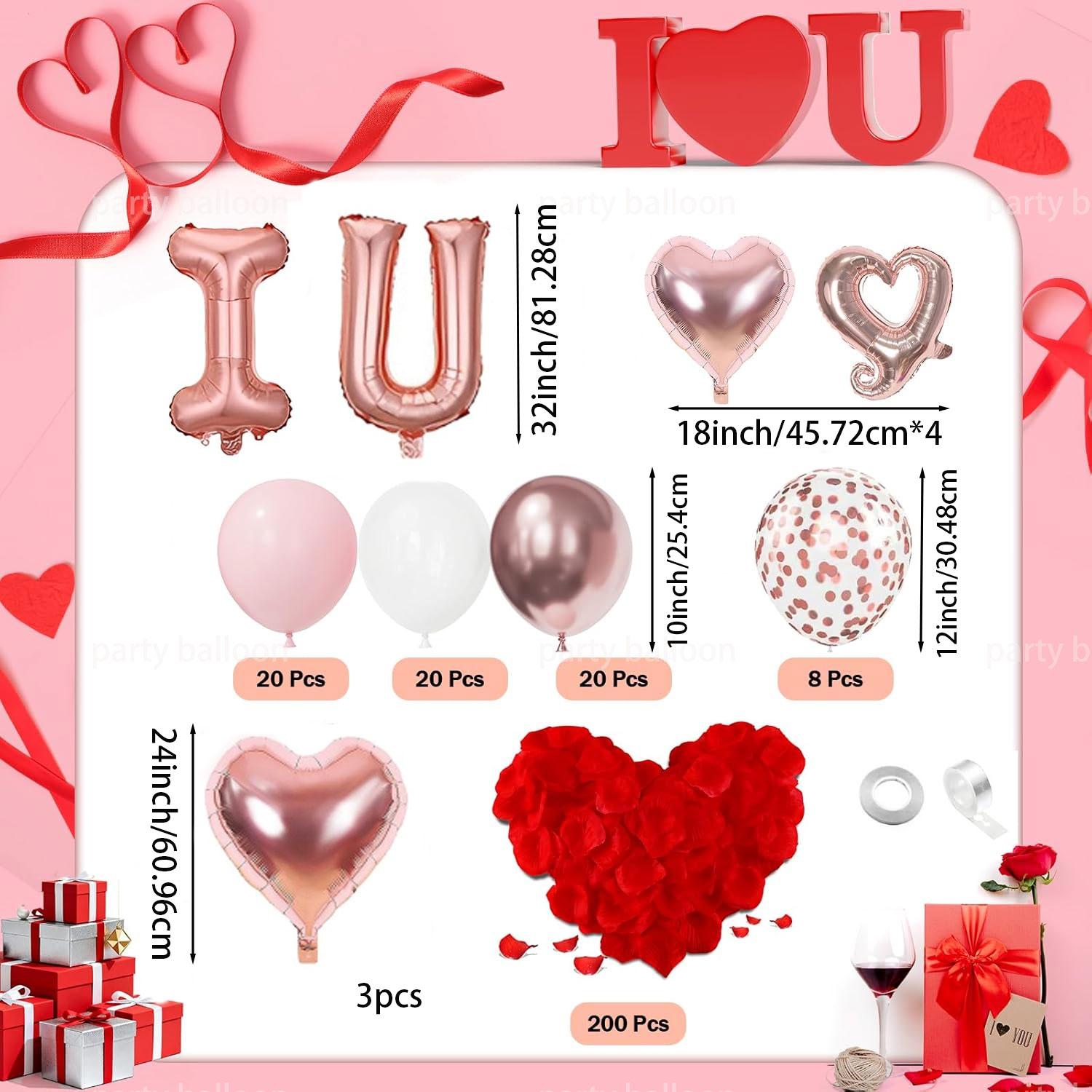 83 Piece Valentine's Day Rose Balloon Set, Romantic Decor for Weddings, Anniversaries, Cafes, Gardens, Proposal Scenes