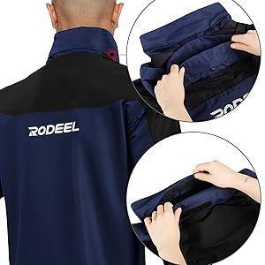 【RODEEL】704 Waterproof Rain Jacket w/ Foldable Hood Men Lightweight Breathable Waterproof Full Zip Hooded Jacket Durable Weatherproof Rain Coat Windbreaker For Outdoor Hiking Camping Fishing Boating Car Washing Construction Roofing Landscaping Gardening