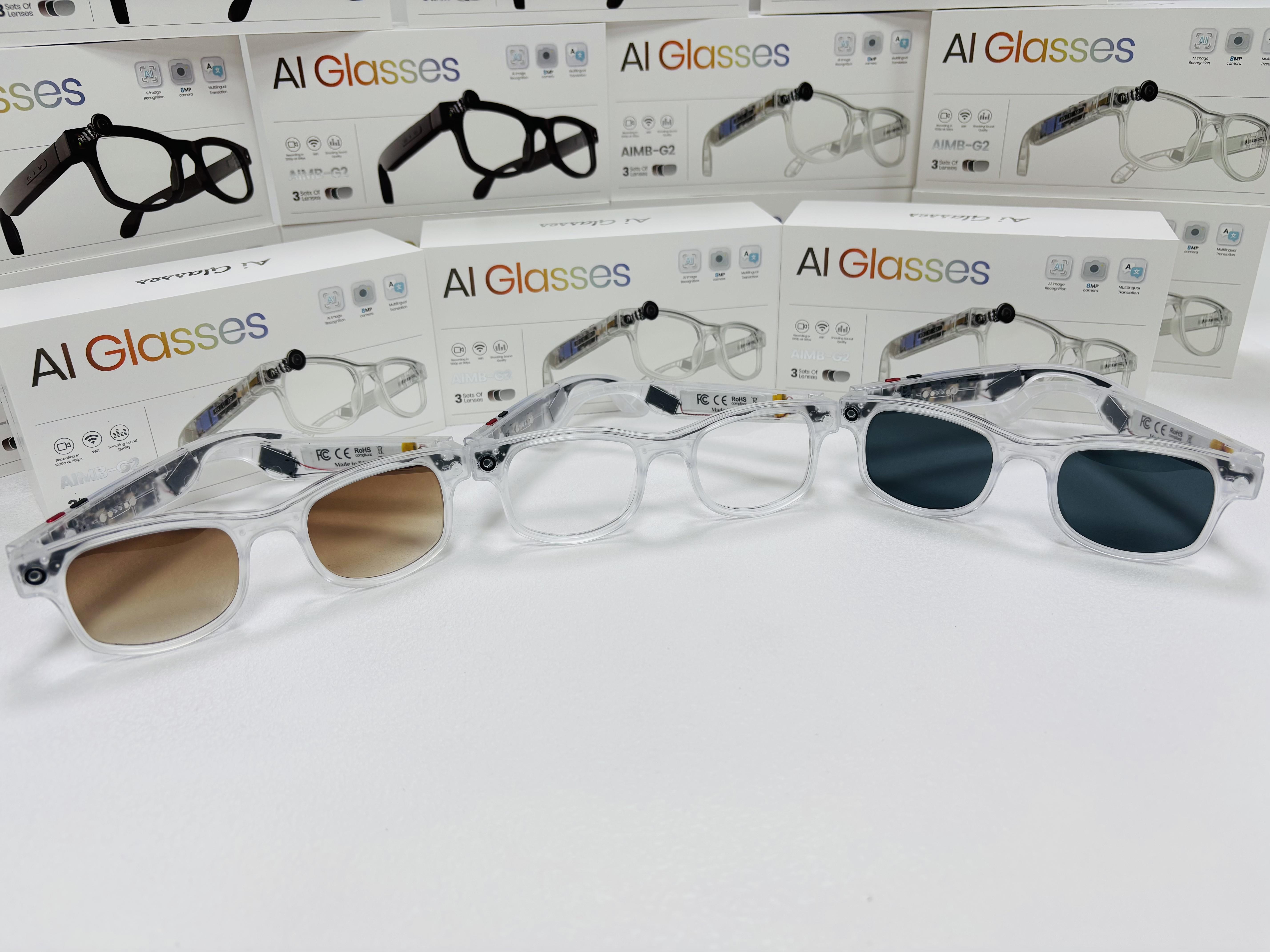 Smart Camera Glasses with 8mp Ultra-Wide Lens, Polarized Sunglasses Lenses, Ai Chatgpt Voice Control, 4 Hours Playtime, Wi-Fi/BT 5.3, Wearable Smart Glasses