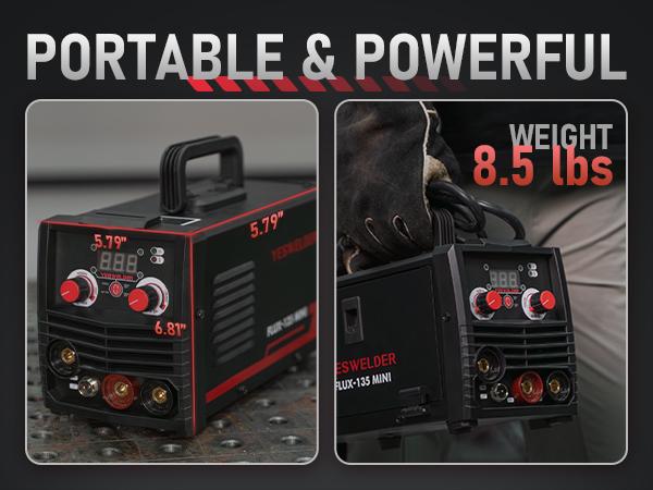 YesWelder FLUX-135MINI 135A 110V Gasless MIG Welder | 3-in-1 Flux Core/Lift TIG/Stick Inverter Welding Machine with Synergic Control YesWelder FLUX-135MINI 135A 110V Gasless MIG Welder | 3-in-1 Flux Core/Lift TIG/Stick Inverter Welding Machine with Synergic Control