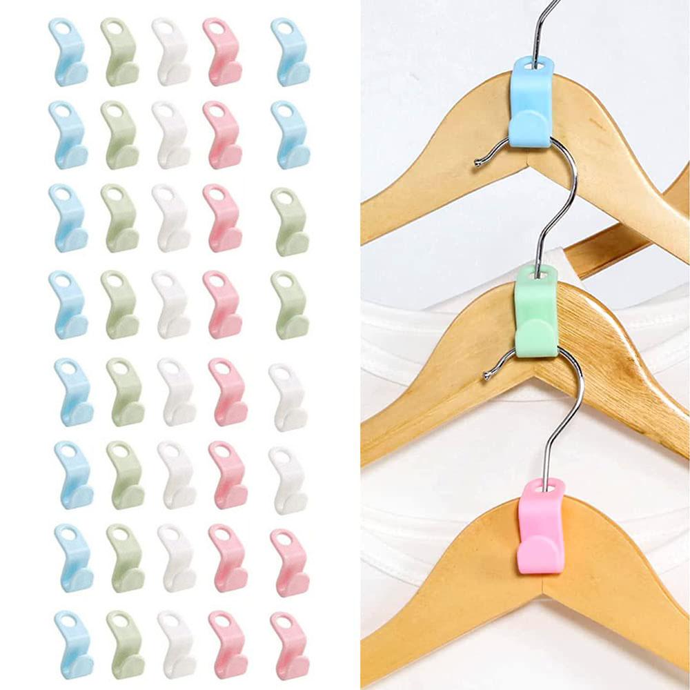 Clothes Hanger Connector Hooks, Plastic Hooks Cascading Hanger Hooks Hanger Extender Clips for Heavy Duty Hangers Space Saving and Clothes Closet Wardrobe Organizer - Blend Color wood drying tools Hanging Wooden