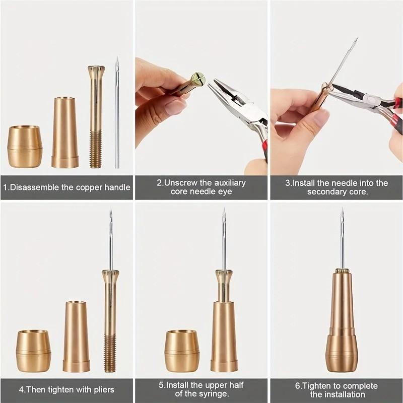 4-Piece Leather Sewing Awl Set, Straight and Bent Needles, Handmade Shoe Repair Tools, Ideal for Leather Crafting and Maintenance