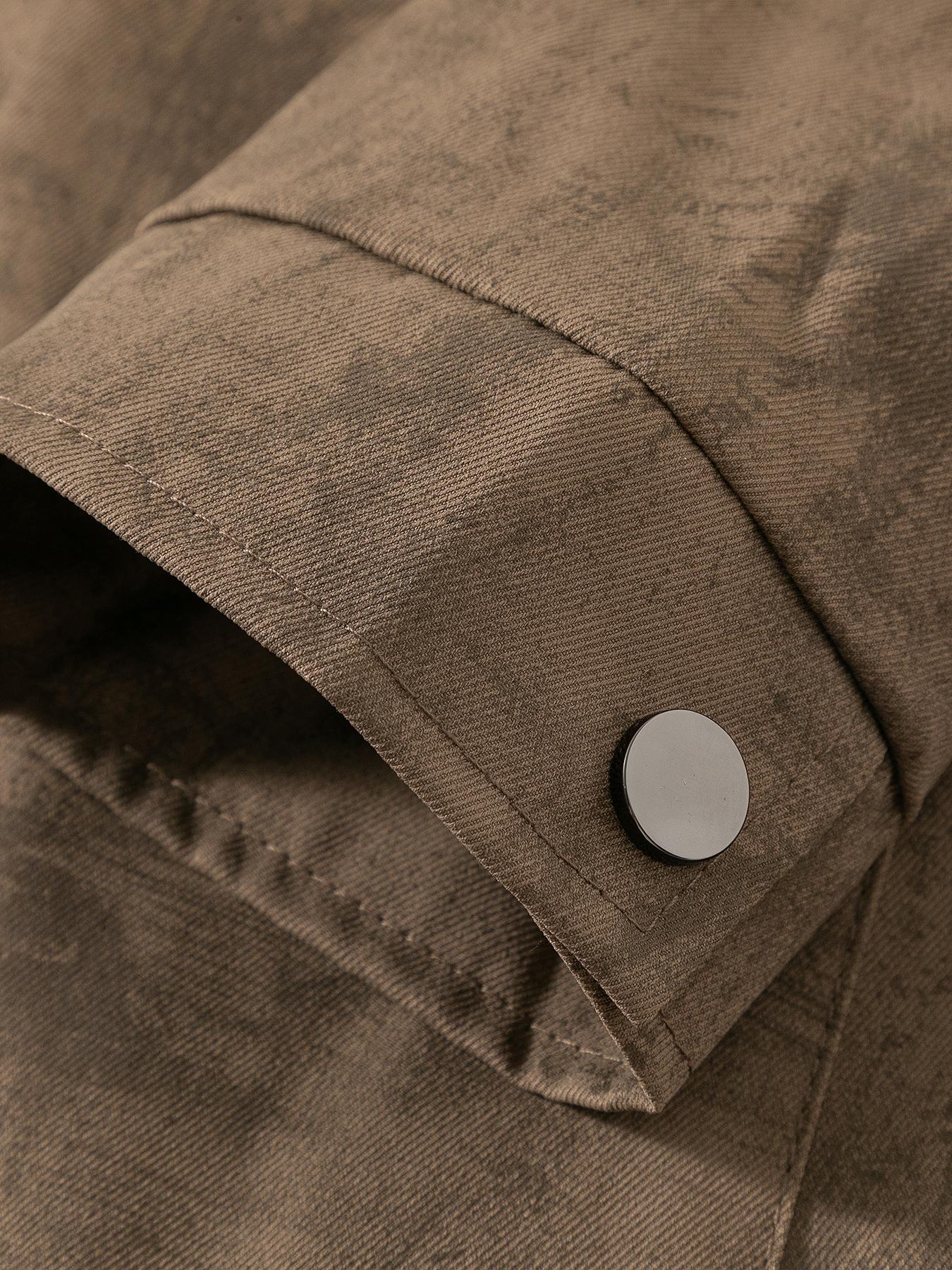 Men's Casual Versatile Fitted Long Sleeve Jacket Coat, Casual Fitted Jackets, 100% Polyester Fiber, Button Front with Snap Closure, Collar Design, Spring & Fall, Casual Outerwear