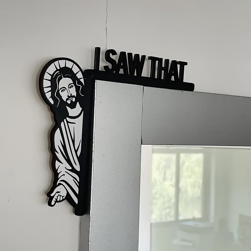 2D Vintage Wooden 'i Saw' Sign, Humorous Wall Decor, Ideal for Home Office, Horizontal Placement, Classic Door Frame Decoration