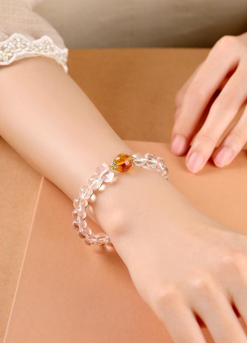 [Pure Spirit Realm] crystal bracelet, white crystal yellow citrine, unisex, daily wear gift, natural stone, clarity calm balance symbol
