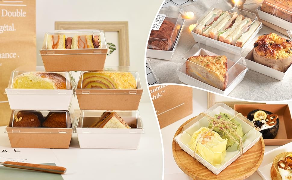 50 Pack 5 Inch Paper Charcuterie Boxes with Clear Lids, Square To Go Cake Slice Containers Small Kraft Bakery Boxes for Dessert, Cookies, Sandwich, Strawberries (Brown) 50 Pack 5 Inch Paper Charcuterie Boxes with Clear Lids, Square To Go Cake Slice Containers Small Kraft Bakery Boxes for Dessert, Cookies, Sandwich, Strawberries (Brown)