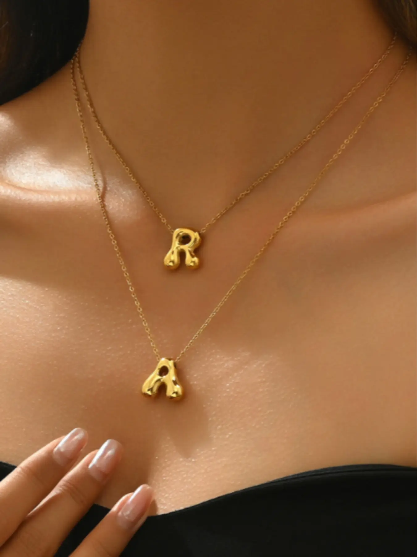 Minimalist Stainless Steel Bubble Pendant Necklace, A-Z Alphabet Letters, Elegant Daily Wear, Birthday, Anniversary Gift, Bubble Necklaces