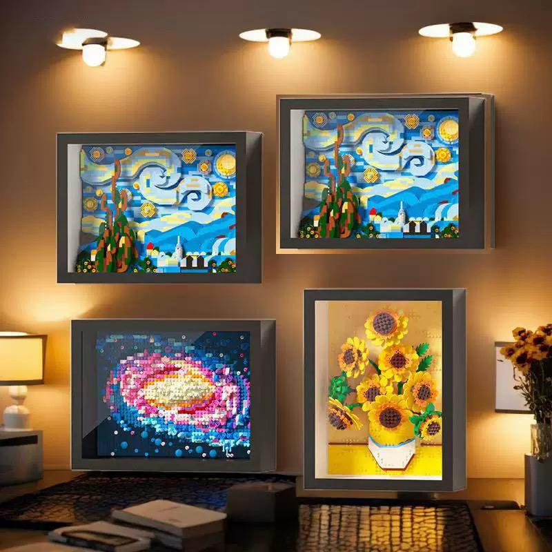 Sunflower Flower Building Blocks Set -Plant Collection Art Micro Architecture Model Home Decor Wall Art Adult Teen Architecture Kit Starry Night Van Gogh Toy Gift Lego Children's Decor Painting World Famous Art Gift