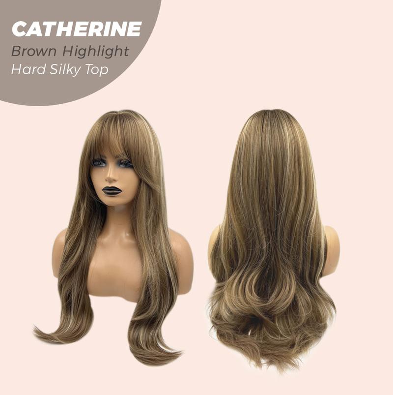 JBEXTENSION 25 Inches Scalpiana 3.5X4 Hard Silky Top Natural Scalp Effect Wig With Bangs CATHERINE