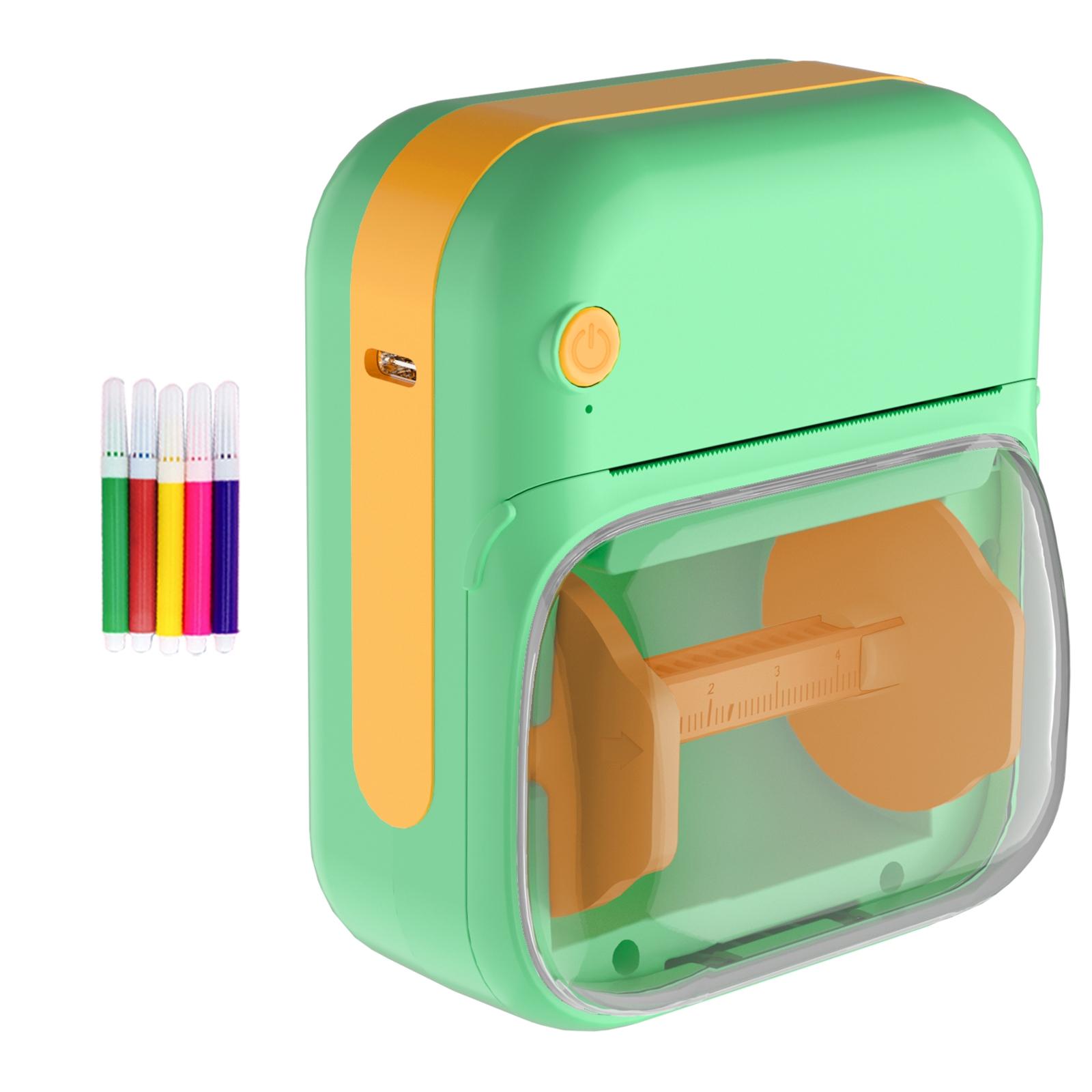 Mini Sticker Printer Childrens Gift Portable Thermal Printer for Pictures Vintage Style Photos Receipts Notes Lists Labels Memos QR Codes Bluetooth Wireless Smart Printer Bluetooth Thermal Note Machine for Learning Journaling Note Taking