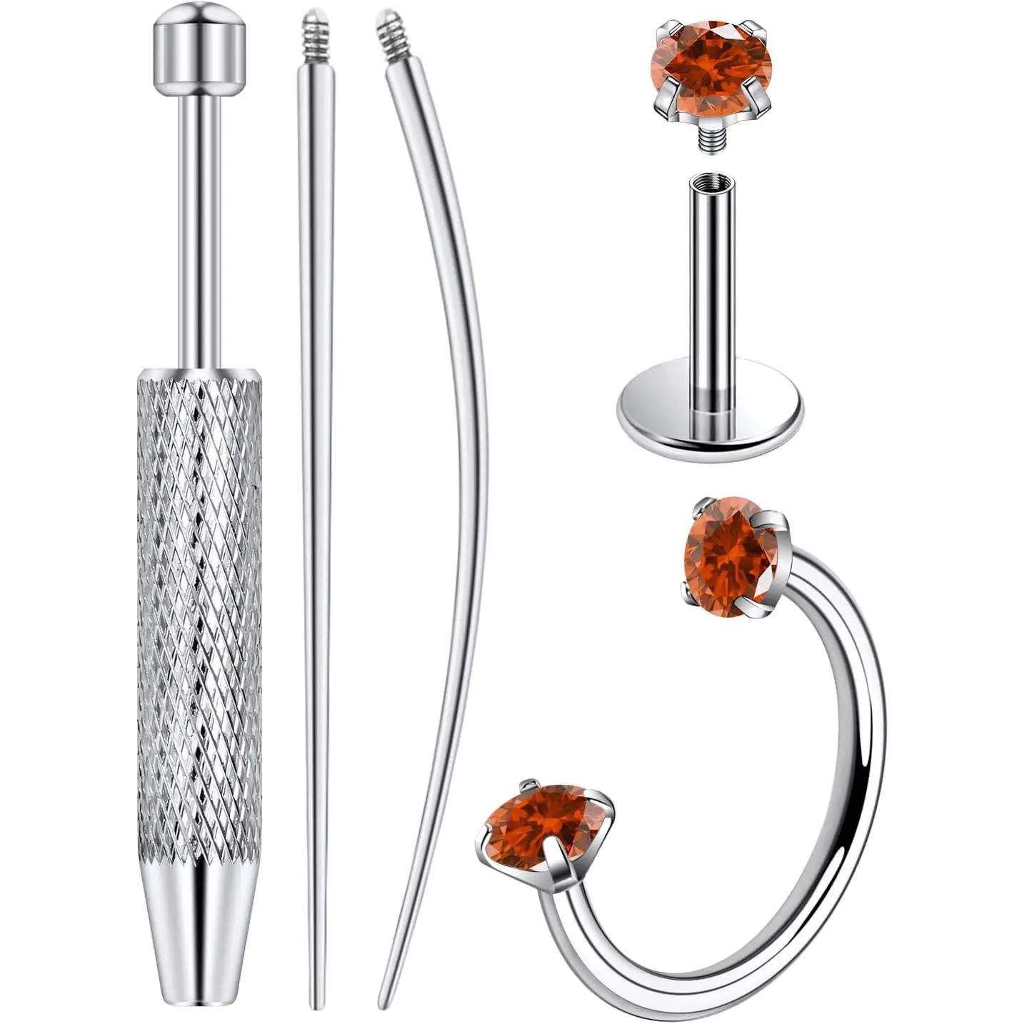 20G Titanium Horseshoe Nose Ring and Internally Threaded CZ Stud for Tragus/Nose/Helix/Conch   for Women Men Includes Taper Ball Grabber Tool for Easy  Changing