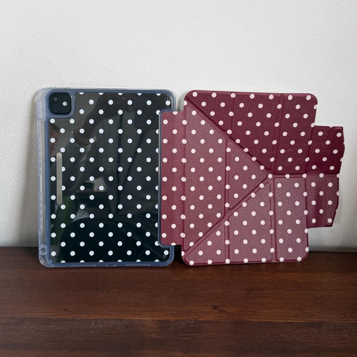 Colorblock Polka Dot iPad Case, Compatible with Pro 11/13 Inch Air 6 Mini 7, Acrylic Anti-Drop Protection, Stylish Design