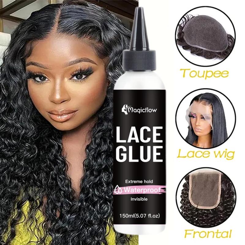 Waterproof Lace Wig Glue 150ML/5.07 Fl. Oz, Strong Hold Fast Dry Invisible, No Odor Easy Removal, Hair Adhesive for Wigs