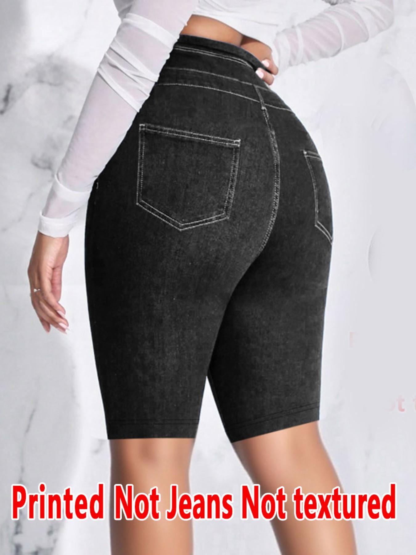 Women's Printed Skinny Pants Non-Denim Fabric, Faux Denim Bottoms, Five-Pocket Design, All Season Wear, Comfortable & Stylish