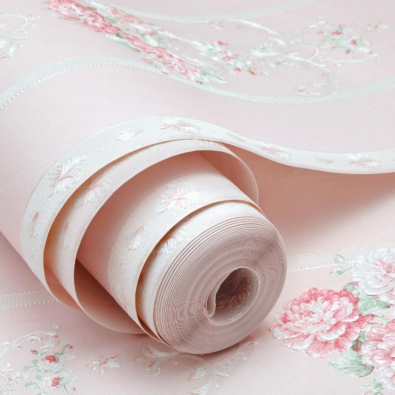 1 Roll Thick Embossed Non-Woven Peel and Stick Wallpaper Floral, European Vintage American Retro 3D Vertical Stripe Floral Wall Covering, Warm Insulation DIY Decor for Living Room Bedroom Accent Wall Gym, Interior Walls