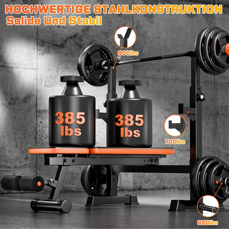 Bearbro 770lbs 5-in-1 foldable work bench, multi-functional work bench, Olympic fitness training comprehensive training bench with squat rack, suitable for full-body strength training in home gyms Bearbro 770lbs 5-in-1 foldable work bench, multi-functional work bench, Olympic fitness training comprehensive training bench with squat rack, suitable for full-body strength training in home gyms