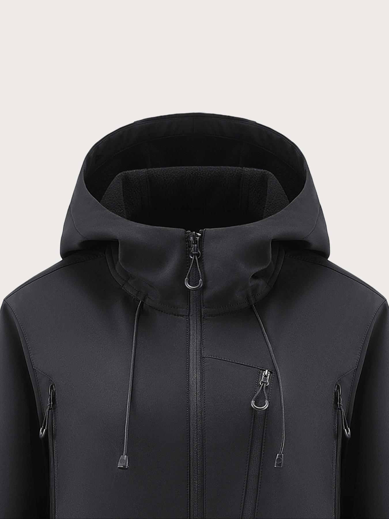 Women's Outdoor Softshell Jacket, Warm Waterproof Windproof Hiking Coat with Hood, Zipper Pockets, Breathable Camping & Climbing Gear, Soft Shell Jackets