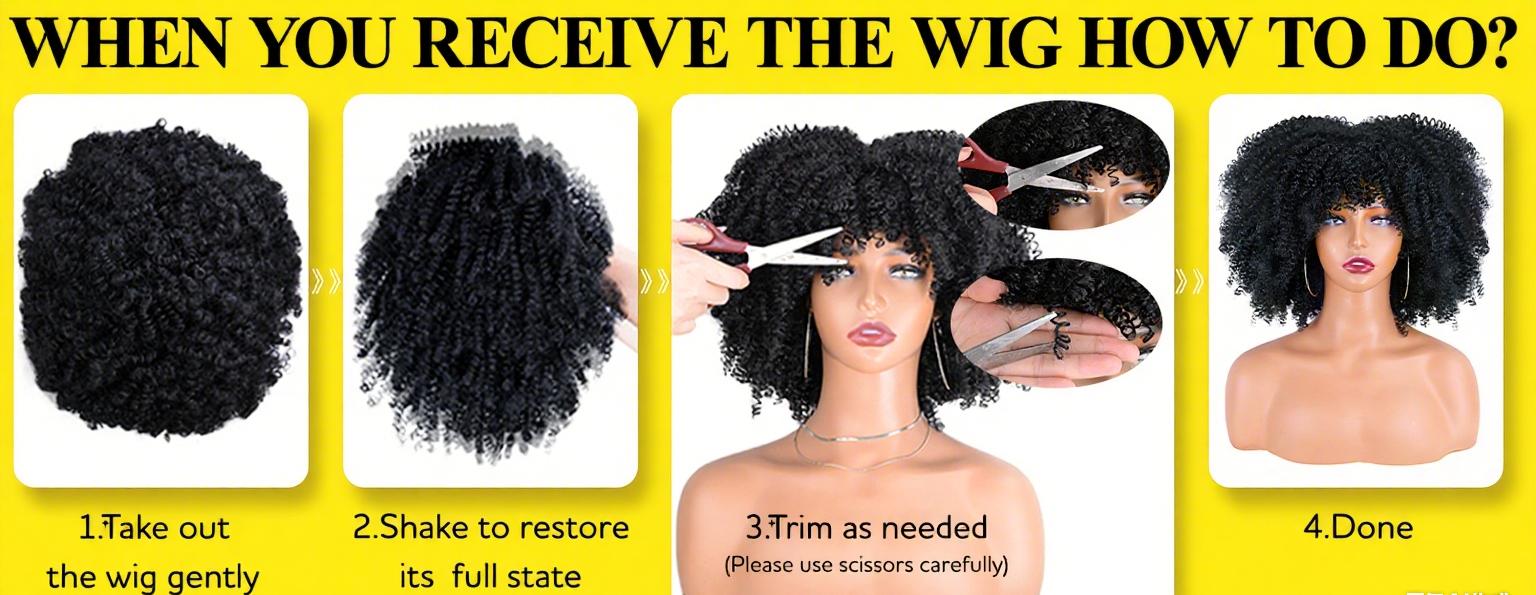 Kinky Curly Wigs for Black Women,12Inches Machine Made Wigs Afro Bomb Curly Wigs about 280g/Piece Natural Glueless Heat Resistant Synthetic African Wig (Orange)lack to Brown)