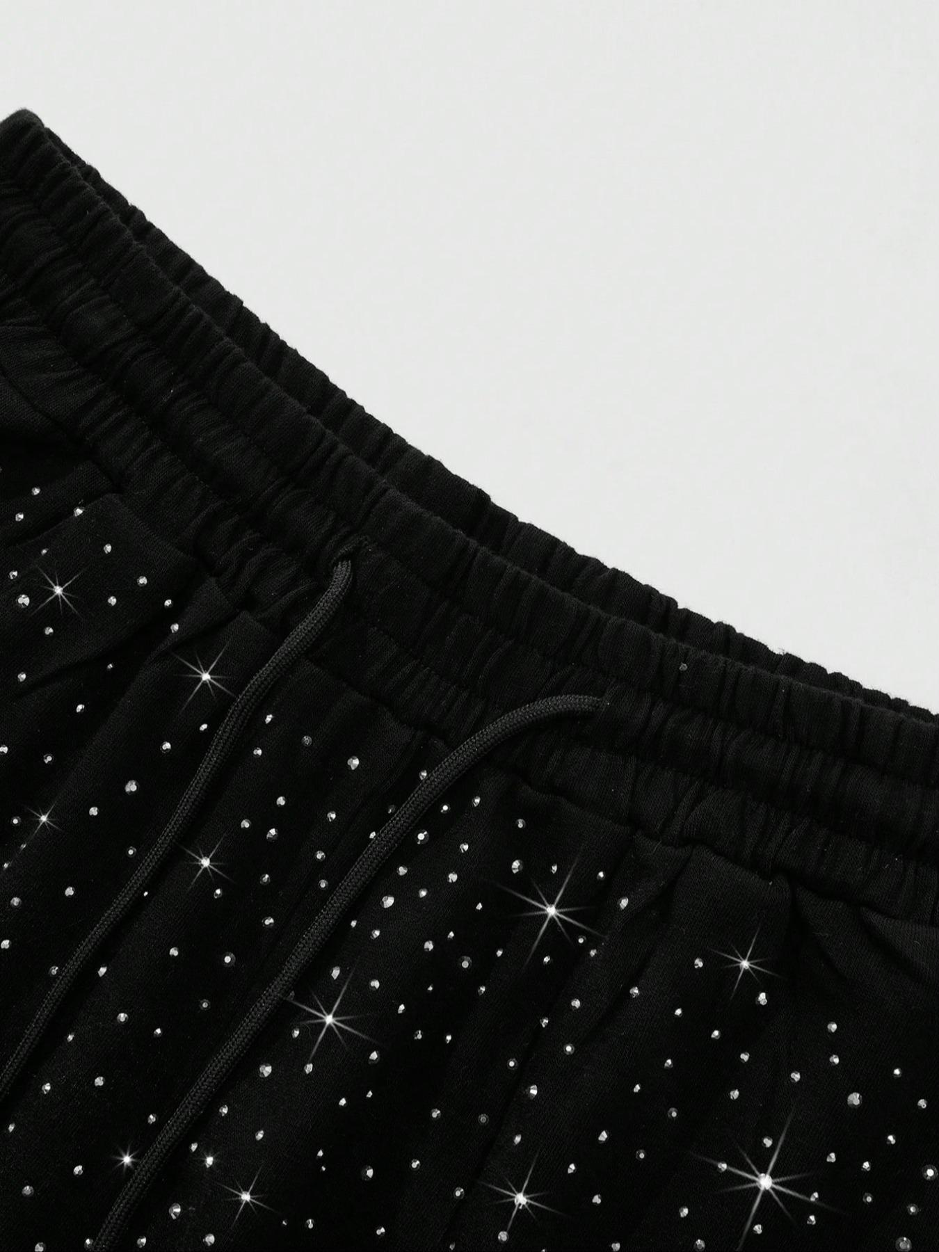 Men's All over Print Rhinestone Decorated Floral Casual Shorts, Fitted Style for All Seasons, Moderate Fabric Thickness, Casual Fashionable Shorts