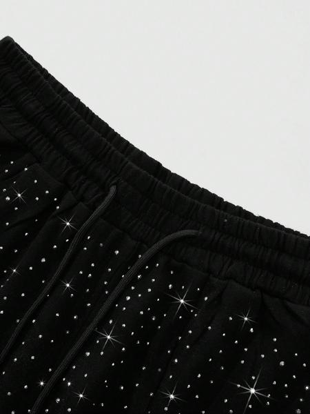 Men's All over Print Rhinestone Decorated Floral Casual Shorts, Fitted Style for All Seasons, Moderate Fabric Thickness, Casual Fashionable Shorts