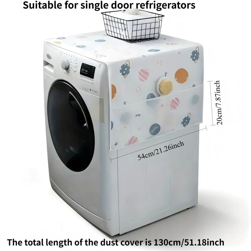 Daisy Print Refrigerator Dustproof Cover with Storage Pockets Multi Functional Waterproof Fridge Top Protector Household Kitchen Appliance Dust Proof Cover 1 Pack