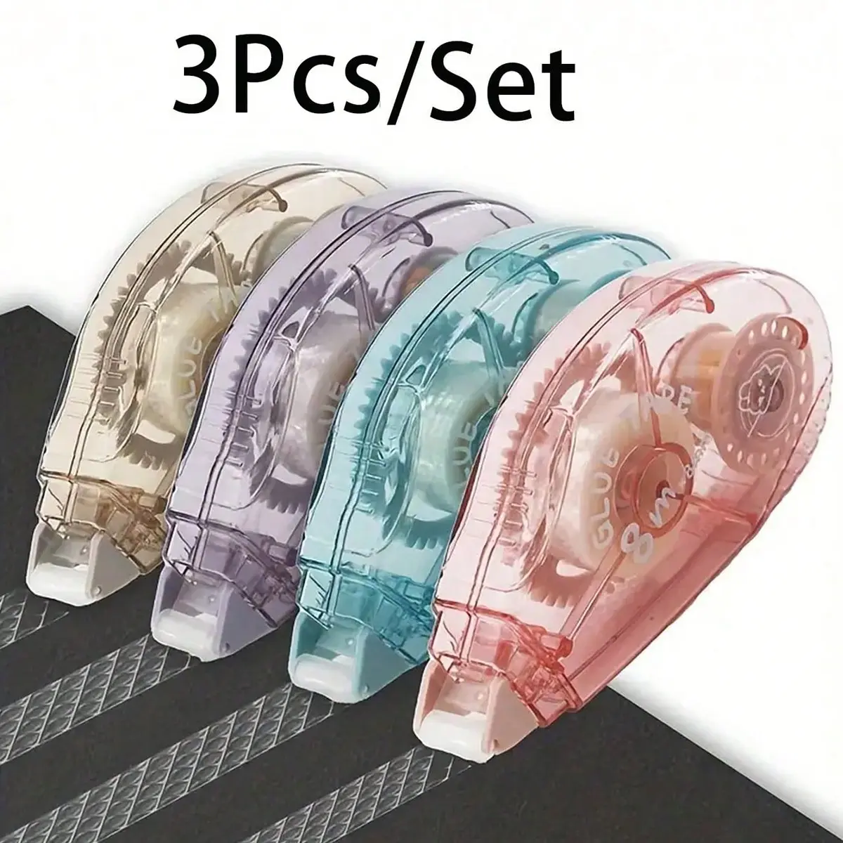 3-Pack Dual-Sided Tape Rollers, Acid-Free Long-Lasting Adhesive, DIY Scrapbooking & Photo Albums, School Supplies, 8m Permanent Tape Dispenser