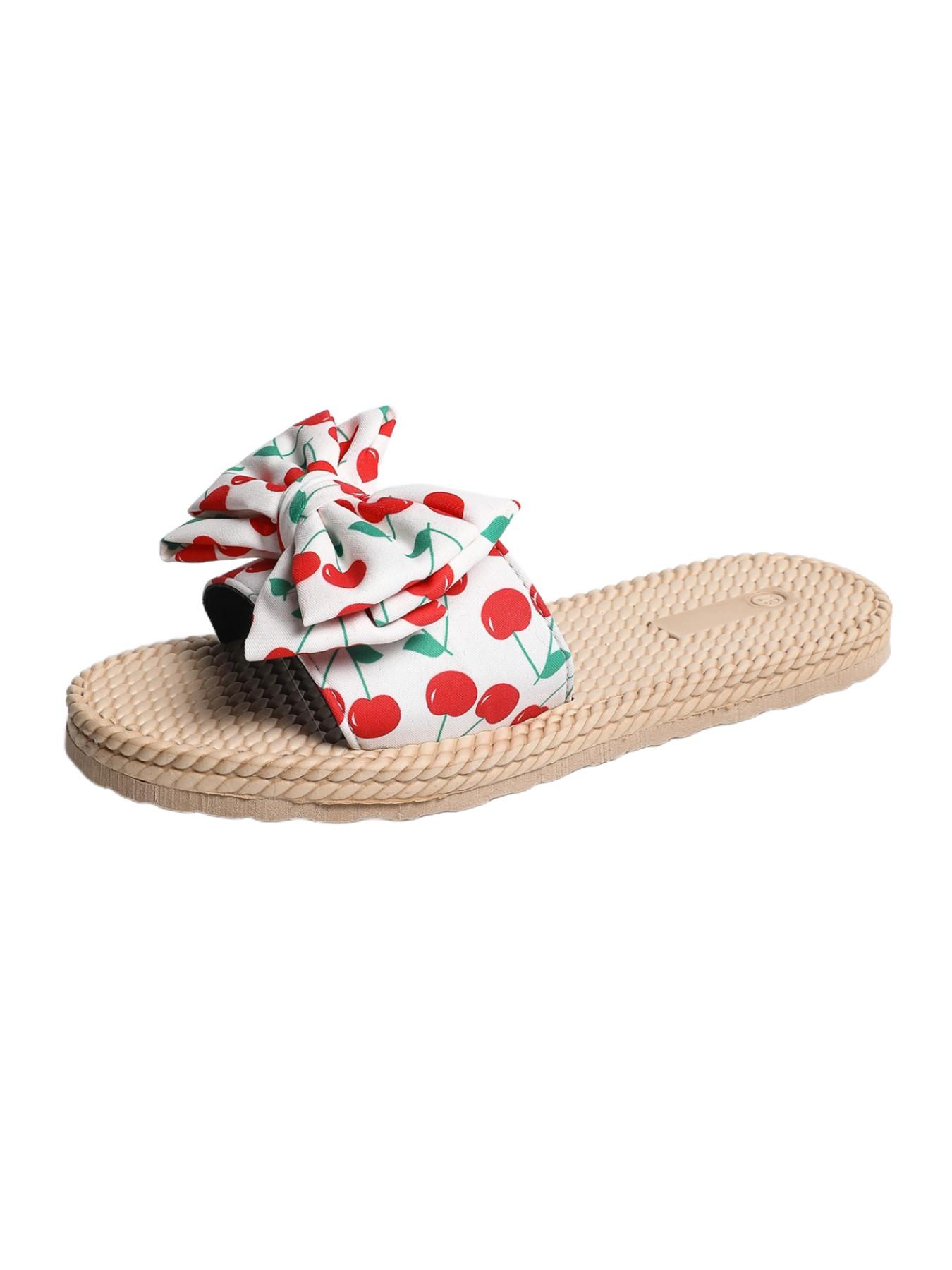 Women's Fashionable Bowknot Design Slides, Casual Comfortable Flat Slippers for Beach, All-match Slide Sandals for Daily Wear, Walking Shoes