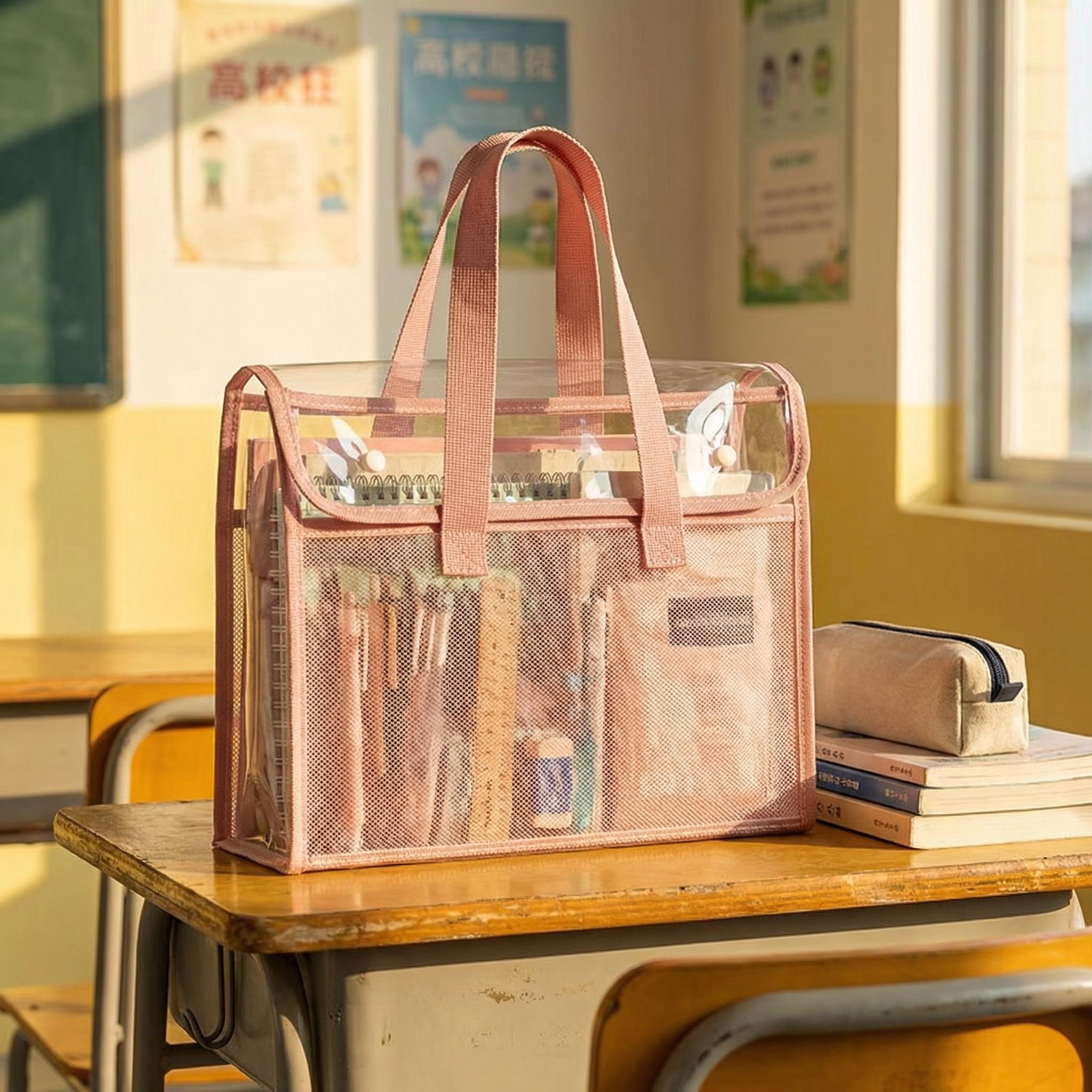 Large Capacity Transparent PP Document Bag - Multi-compartment design, suitable for tablets, A4 papers, and stationery - Durable portable file box, visible content design