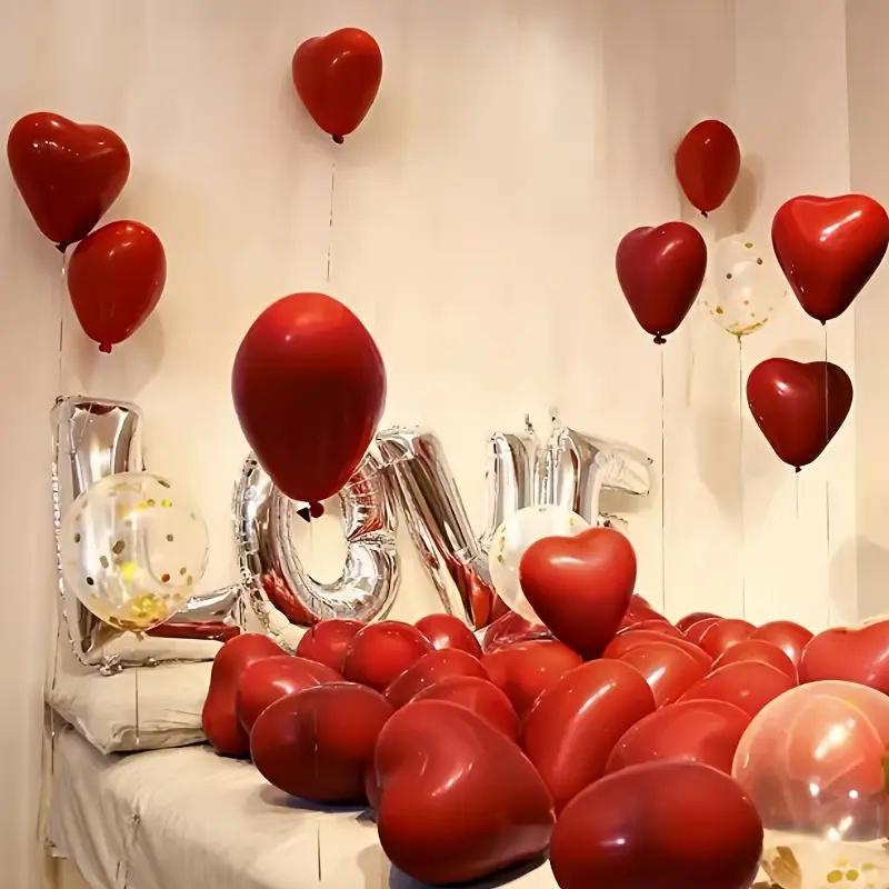 31pcs Heart Shaped Balloons 10inch/25.4cm, Valentine's Day Wedding Anniversary Engagement Proposal Birthday Party Decorations