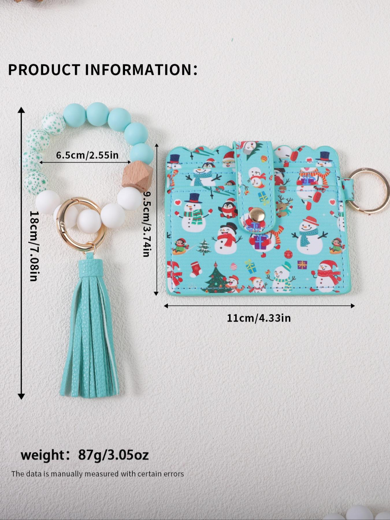 Christmas Theme Card Holder Keychain, Santa Claus Snowman Reindeer Design, Button Closure, Easy Storage, Gift for Friends and Family, Keychain Kawaii