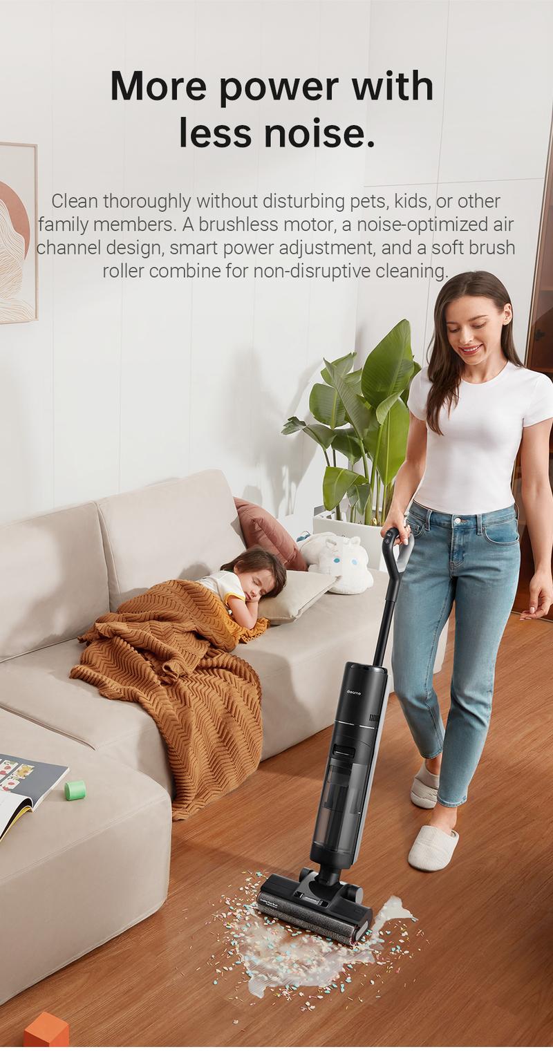 DREAME H12 PRO Wet Dry Vacuum Cleaner, Smart Floor Cleaner Cordless Vacuum and Mop for Hard Floors, One-Step Edge to Edge Cleaning with Hot Air Drying Black