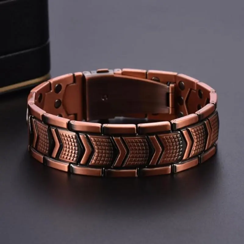 Men's Copper Bracelet 99.9% Pure Copper, Tree of Life Magnetic Bracelet with 6 3500 Gauss Magnets, Adjustable Valentine's Day Jewelry Gift, Durable Bracelet