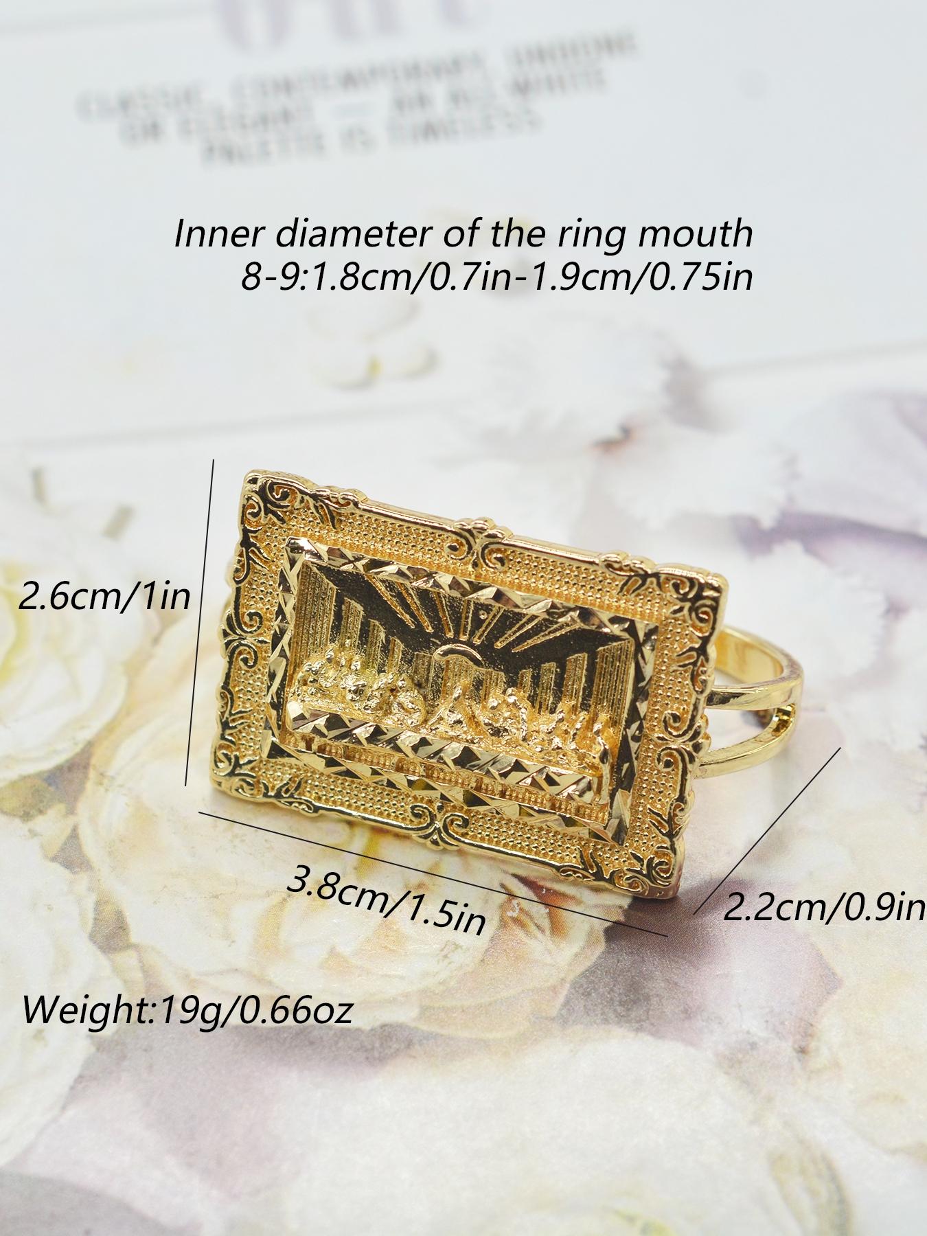 Punk Hip Hop Copper Gold Plated Last Supper Men's Two-Finger Ring, Religious Jewelry, Juda Thirteen Apostles Design, Unique Fashion Accessory