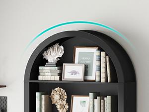 MAHANCRIS 6-Tier Arch Bookshelf, 74.6'' Farmhouse Arched Bookcase with Cabinet, Freestanding Engineered Wood Display Bookshelf, with Adjustable Shelves, for Living Room, Study, Kitchen