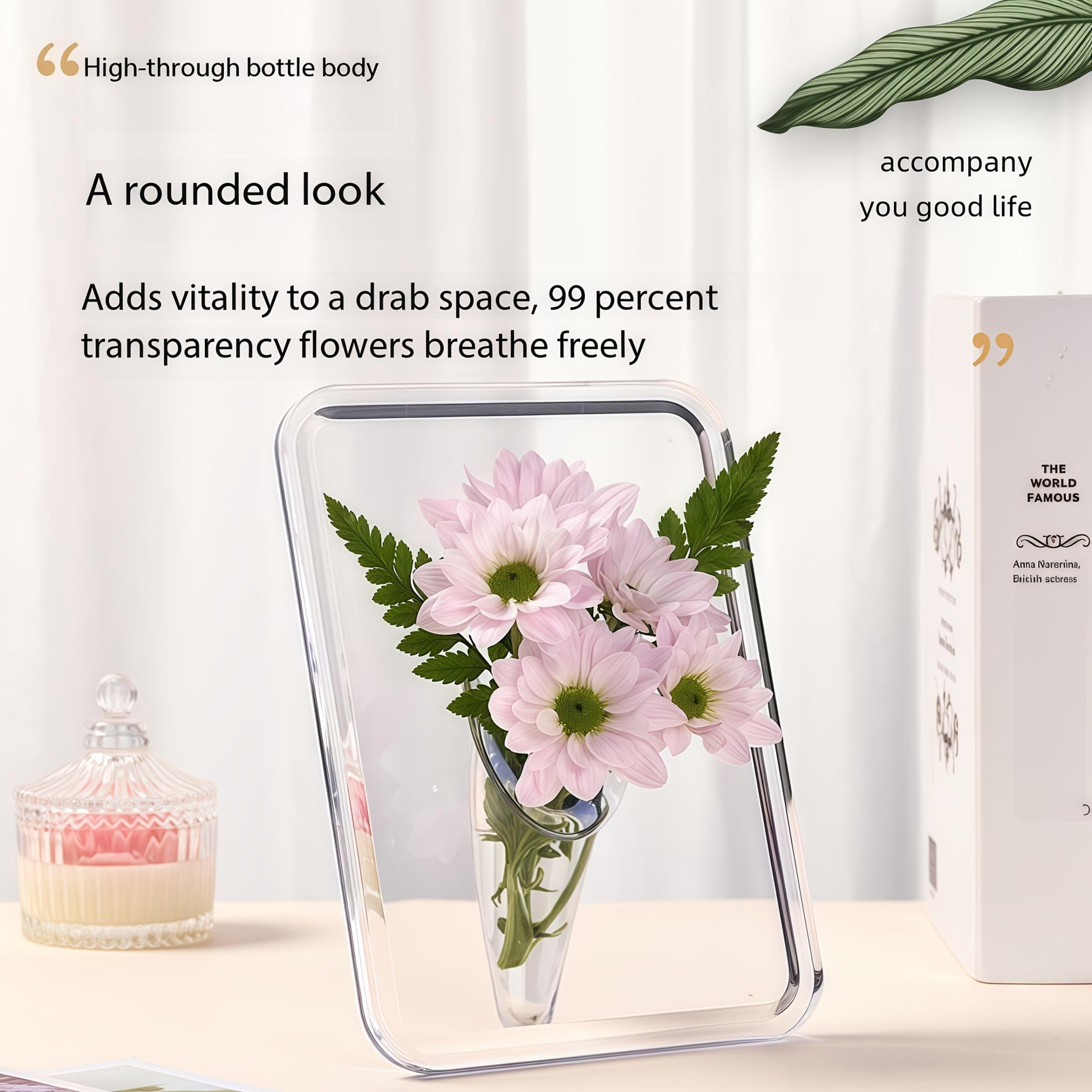 Modern Acrylic Vase, Clear Rectangular Design, Intricate Frame-Like Structure, Elegant Decorative Vase, Perfect Gift for Various Occasions