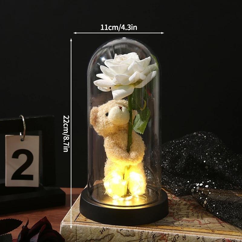 Eternal Rose Flowers Artificial Foil Flower in Glass Glow Immortal Flower LED Roses Lamp Flores Eternas Valentine's Day Gift Light Up Rose